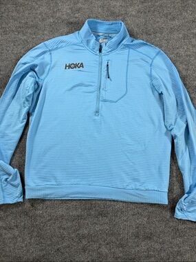 Hoka One One Blue Performance Half Zip Men’s Pullover Running Sweater